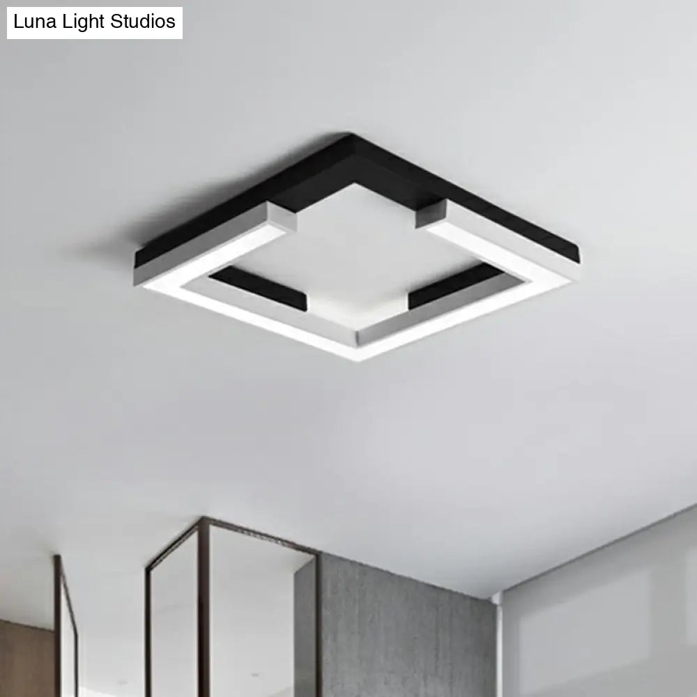 Nordic Style Square Acrylic Led Ceiling Lamp - Minimalist Black And White Flush Mount Lighting For