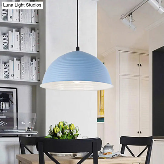 Cafe Store Ridged Domed Pendant Light - Aluminum 12/16 1 Nordic Style Suspension Lamp