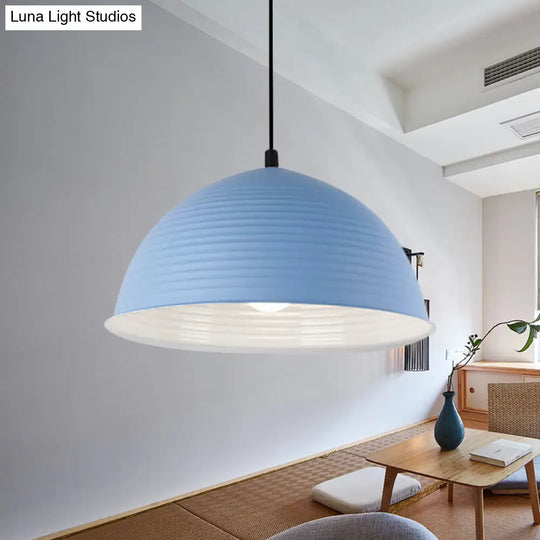 Cafe Store Ridged Domed Pendant Light - Aluminum 12/16 1 Nordic Style Suspension Lamp