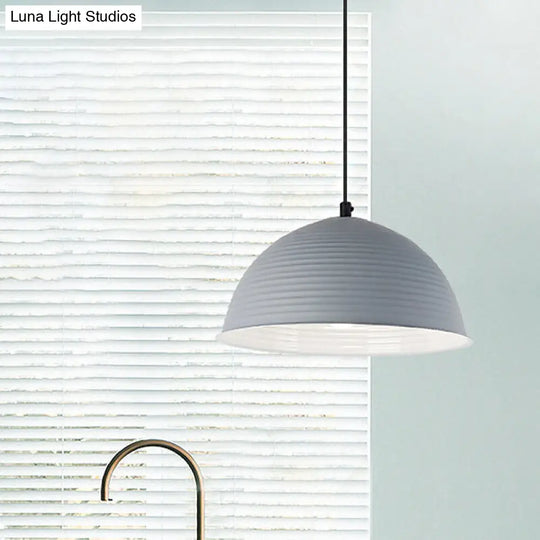 Cafe Store Ridged Domed Pendant Light - Aluminum 12/16 1 Nordic Style Suspension Lamp