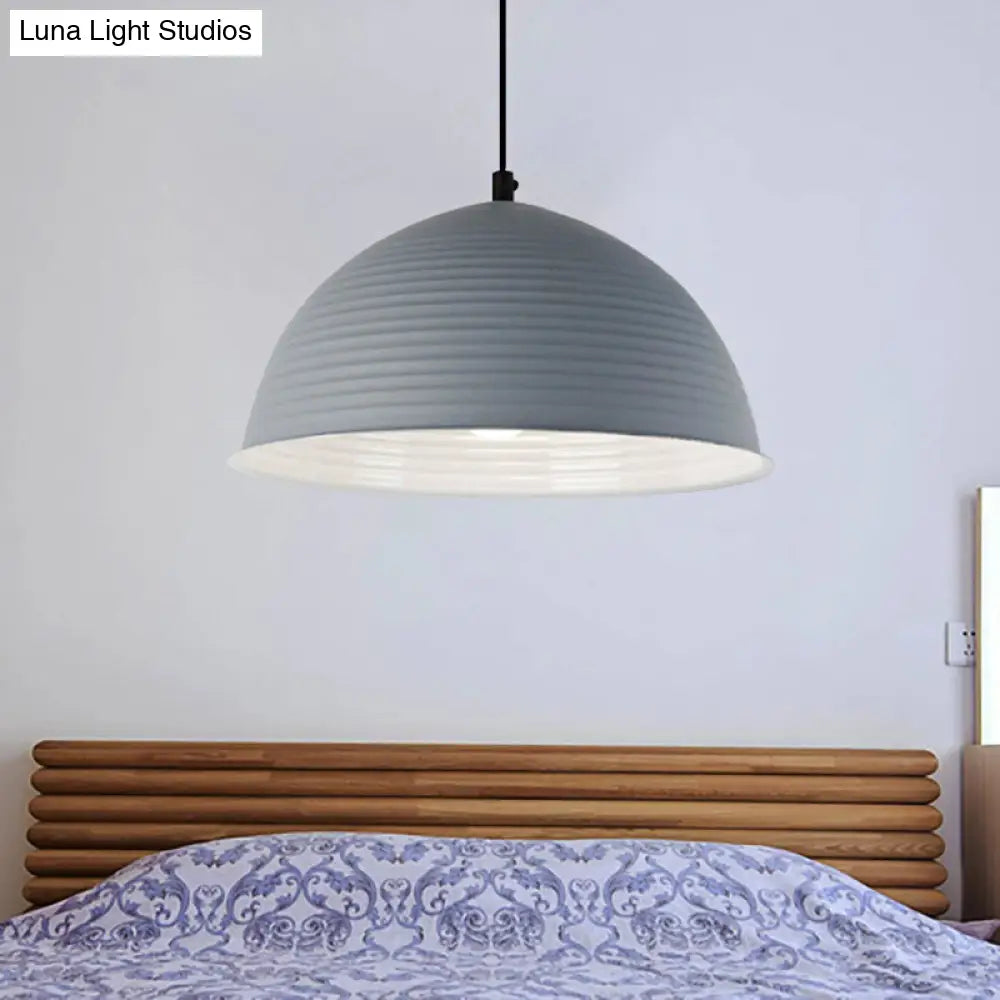 Cafe Store Ridged Domed Pendant Light - Aluminum 12/16 1 Nordic Style Suspension Lamp