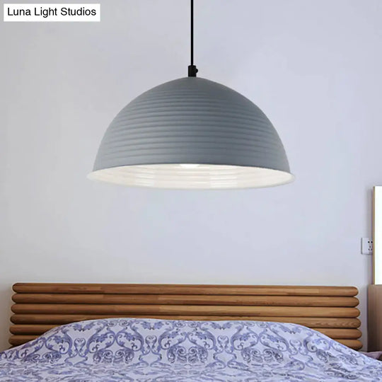 Cafe Store Ridged Domed Pendant Light - Aluminum 12/16 1 Nordic Style Suspension Lamp