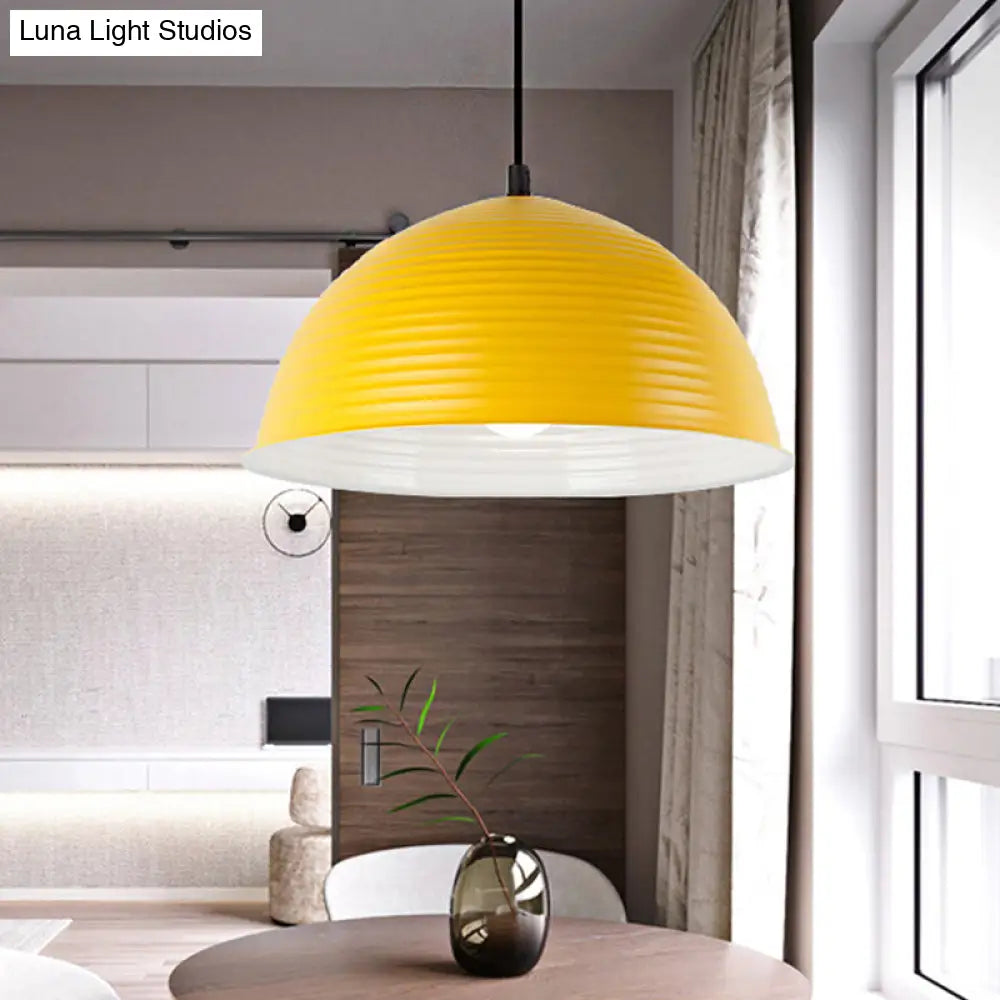 Cafe Store Ridged Domed Pendant Light - Aluminum 12/16 1 Nordic Style Suspension Lamp