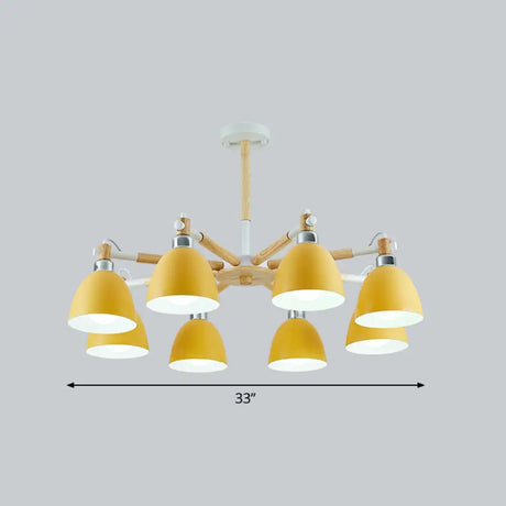 Nordic Style Swivel Chandelier Light - Metal Pendant Fixture For Living Room 8 / Yellow