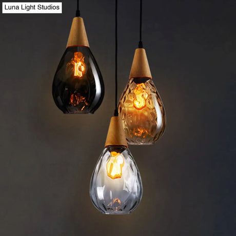 Nordic Style Teardrop Glass Pendant Ceiling Light For Dining Room