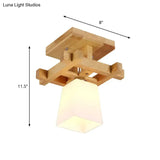 Nordic Style Trapezoidal Aisle Ceiling Lamp - Opal Glass 1-Light Semi Flush Mount With Warm/White