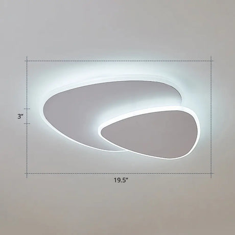Nordic Style Triangular Led Ceiling Light With Metal Flush Fixture For Bedrooms White / 19.5’