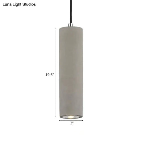 Nordic Style Tube Pendant Light In Grey - Warm/White