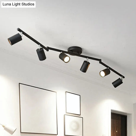 Nordic Style Tubular Metal Flush Mount 6 - Light Ceiling Spotlight For Living Room