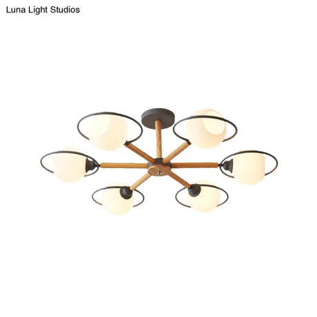 Nordic Style White Sphere Ceiling Light With Frosted Glass Shade - Elegant Dining Room Mount Ring