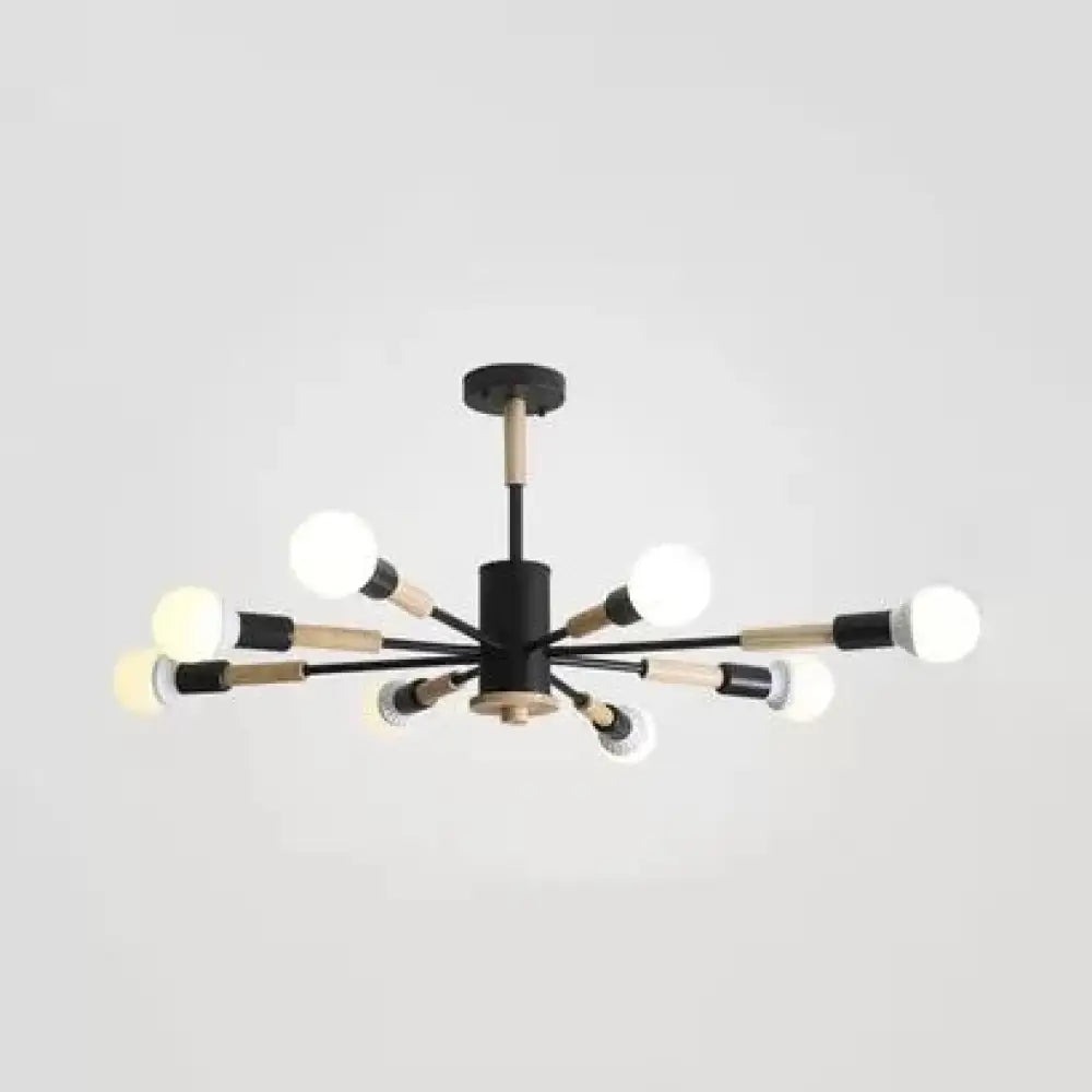 Nordic Style Wood Chandelier - Sky Bang Hanging Light For Kid Bedroom 8 / Black