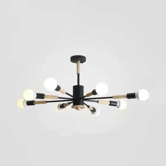 Nordic Style Wood Chandelier - Sky Bang Hanging Light For Kid Bedroom 8 / Black