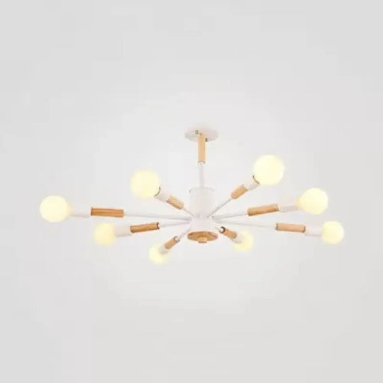 Nordic Style Wood Chandelier - Sky Bang Hanging Light For Kid Bedroom 8 / White