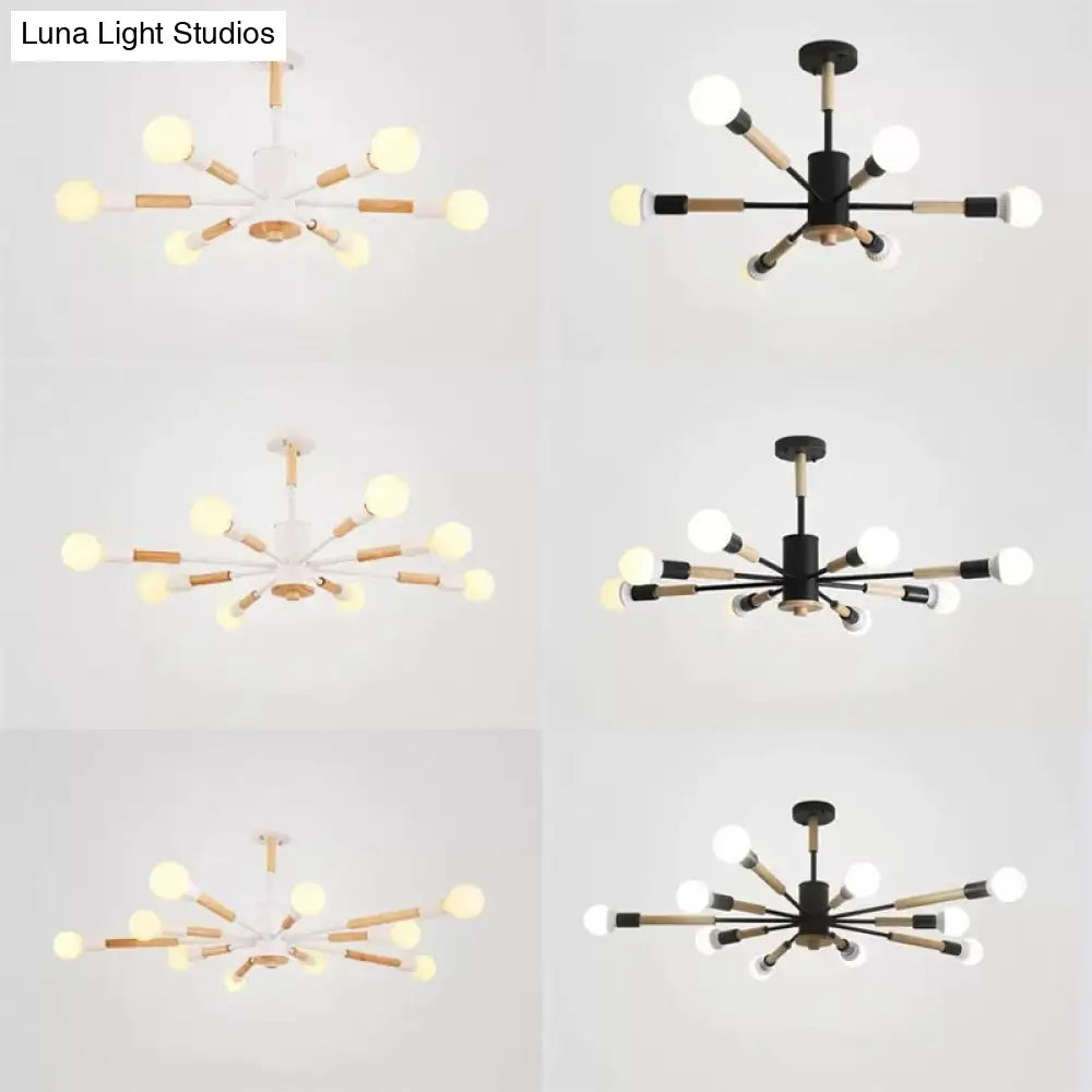 Nordic Style Wood Chandelier - Sky Bang Hanging Light For Kid Bedroom