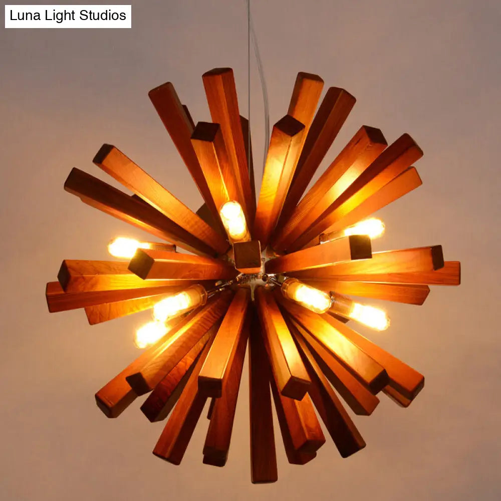 Nordic Style Wood Dandelion Chandelier For Restaurants - Ceiling Light Fixture