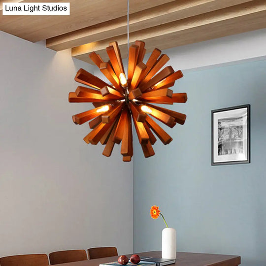 Nordic Style Wood Dandelion Chandelier For Restaurants - Ceiling Light Fixture