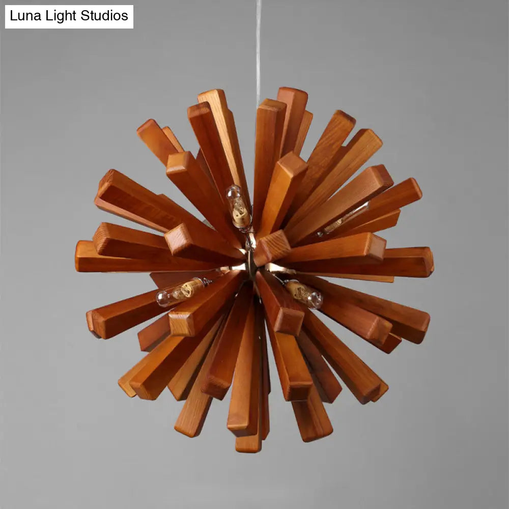 Nordic Style Wood Dandelion Chandelier For Restaurant Lighting
