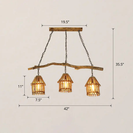 Nordic Style Wooden House Pendant Light With 3 Heads - Ideal For Dining Room Wood