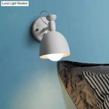 Nordic Stylish Dome Metal Wall Lamp With 1 Light Fixture In Black/White For Bedroom