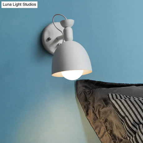 Nordic Stylish Dome Metal Wall Lamp With 1 Light Fixture In Black/White For Bedroom