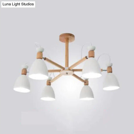 Nordic Stylish Metal Domed Hanging Light - Rotatable Chandelier For Study Room