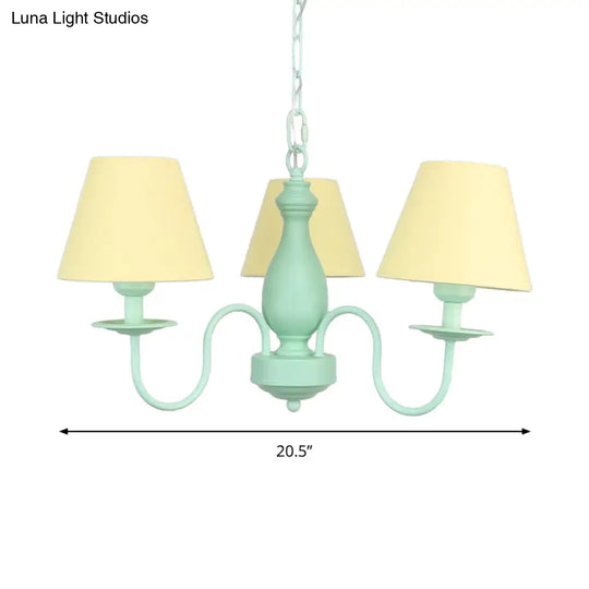 Nordic Stylish Metal Hanging Chandelier With Three Tapered Heads - Ideal For Cafes