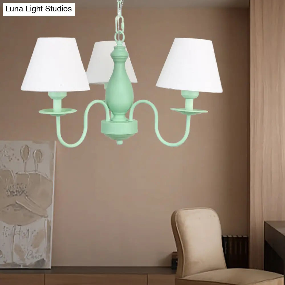 Nordic Stylish Metal Hanging Chandelier With Three Tapered Heads - Ideal For Cafes
