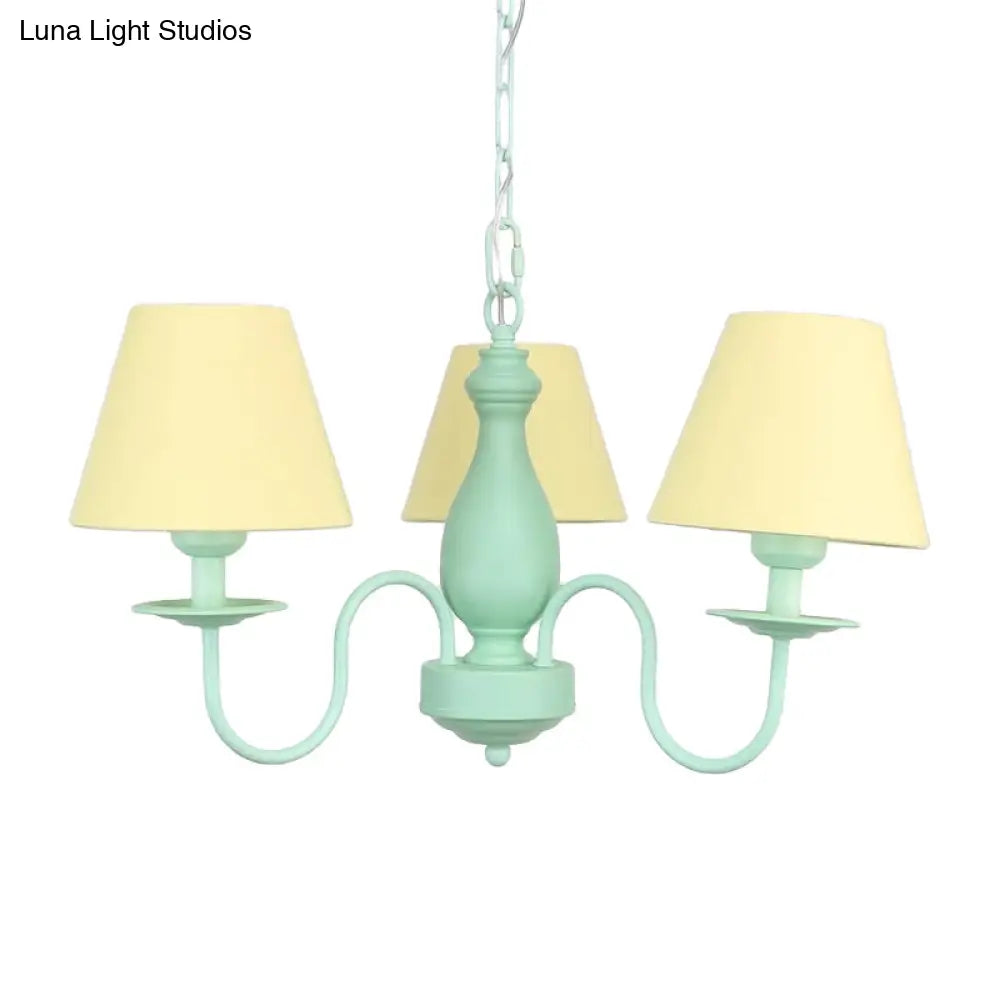 Nordic Stylish Metal Hanging Chandelier With Three Tapered Heads - Ideal For Cafes