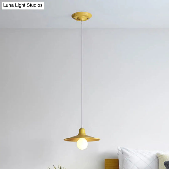 Nordic Stylish Single Light Metal Pendant Lamp With Shallow Cone Design