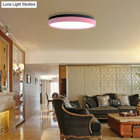 Nordic Tambour Led Ceiling Light In White With 12/16/19.5 Inch Diameter And Color Options