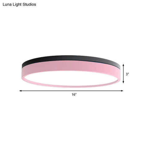 Nordic Tambour Led Ceiling Light In White With 12/16/19.5 Inch Diameter And Color Options