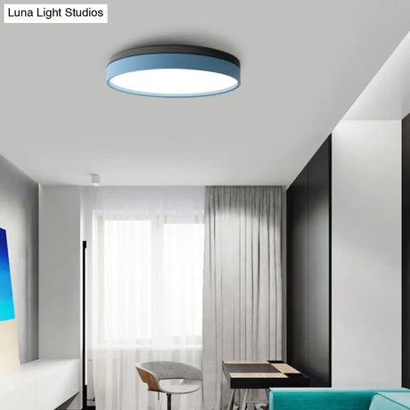 Nordic Tambour Led Ceiling Light In White With 12/16/19.5 Inch Diameter And Color Options