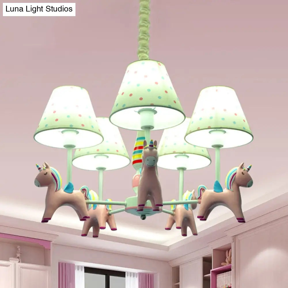 Nordic Tapered Shade Hanging Fabric Pendant Light For Living Room