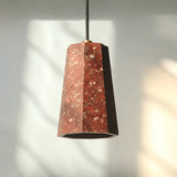 Nordic Terrazzo Pendant Light Kit - Polygon Ceiling Lamp With 1 Head In Black/Red/Green Red