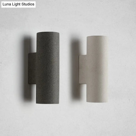 Nordic Terrazzo Shade Up/Down Wall Sconce With 2-Bulb Cylindrical Lamp For Stairs