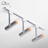 Nordic Tubular Metallic Spotlight With Wood Cap 3 / Grey Ceiling Lamp