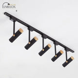 Nordic Tubular Metallic Spotlight With Wood Cap 5 / Black Ceiling Lamp