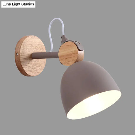 Nordic Wall Lamp With Angle-Adjustable Domed Shade And One Light For Bedroom