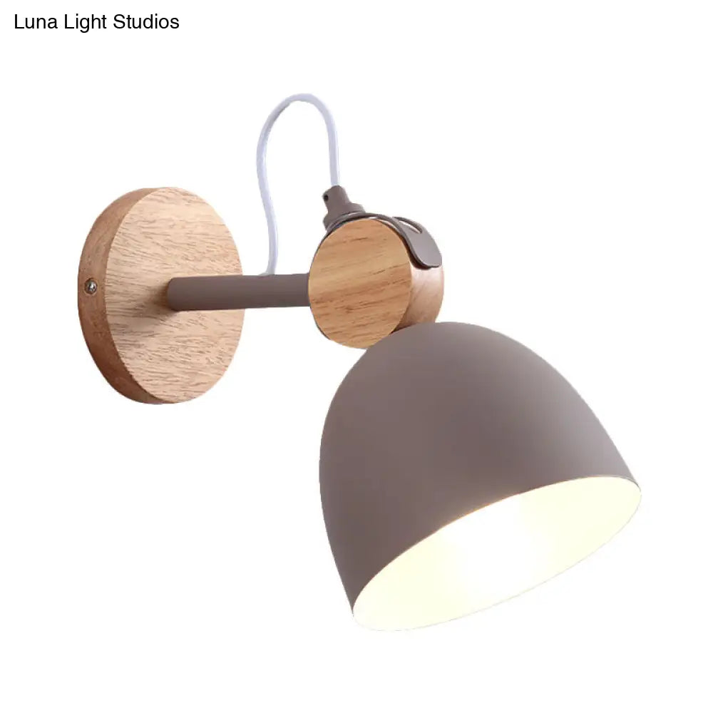 Nordic Wall Lamp With Angle-Adjustable Domed Shade And One Light For Bedroom