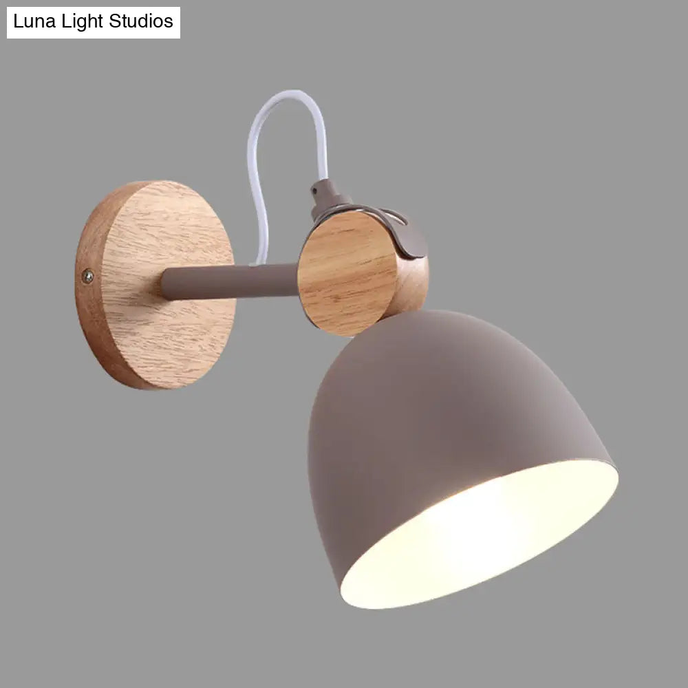 Nordic Wall Lamp With Angle-Adjustable Domed Shade And One Light For Bedroom