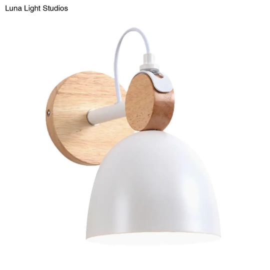 Nordic Wall Lamp With Angle-Adjustable Domed Shade And One Light For Bedroom