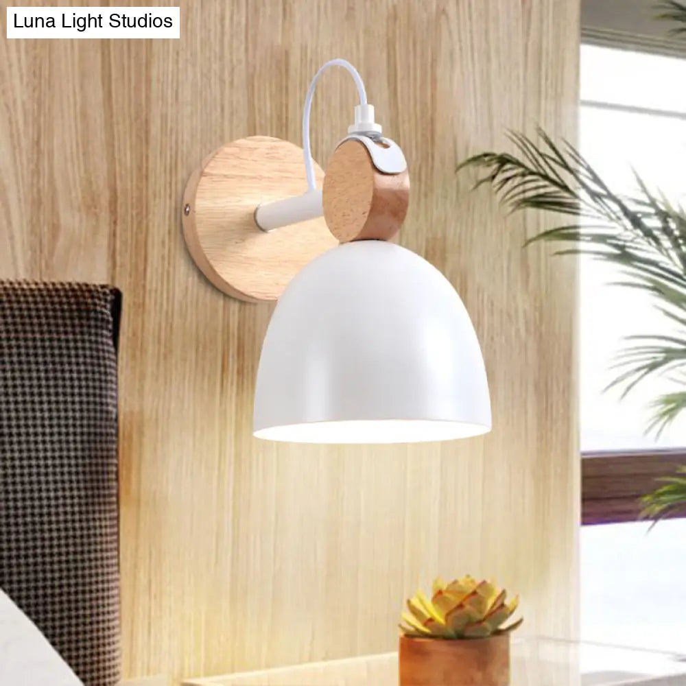 Nordic Wall Lamp With Angle-Adjustable Domed Shade And One Light For Bedroom