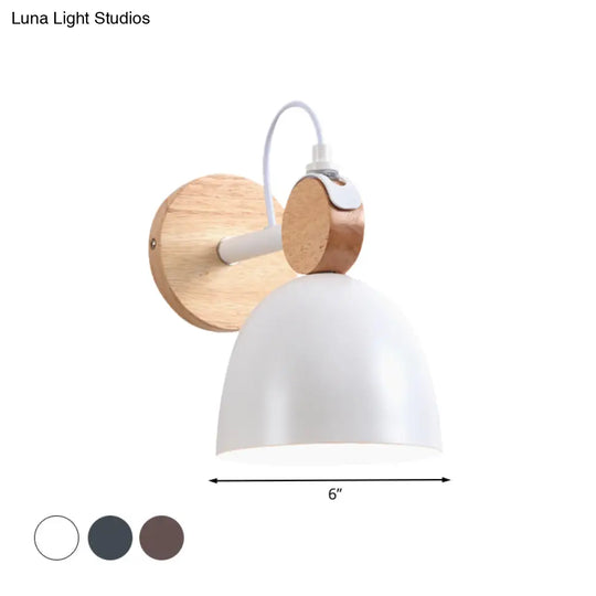 Nordic Wall Lamp With Angle-Adjustable Domed Shade And One Light For Bedroom