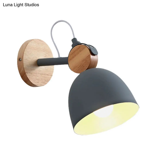 Nordic Wall Lamp With Angle-Adjustable Domed Shade And One Light For Bedroom