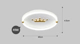 Nordic Warm Crown Master Bedroom Led Ceiling Lamp 40Cm Tricolor Light