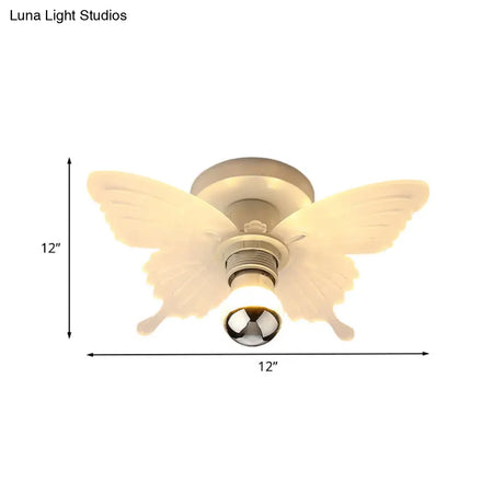 Nordic White Butterfly Led Flush Mount Lamp With Acrylic Shade – Corridor Lighting Fixture