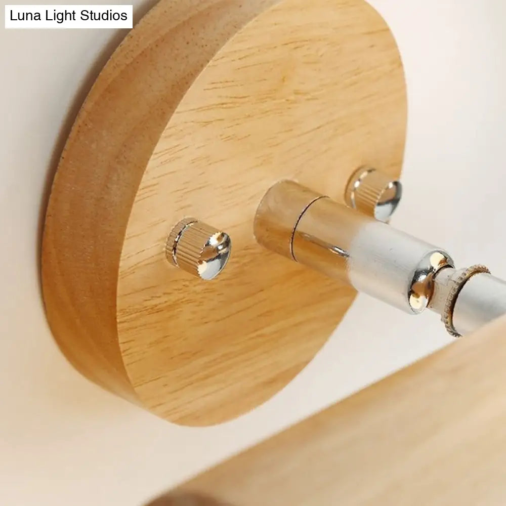 Nordic White Glass Ball Rotating Wall Lamp With Wood Mount - Ideal For Bedroom Lighting
