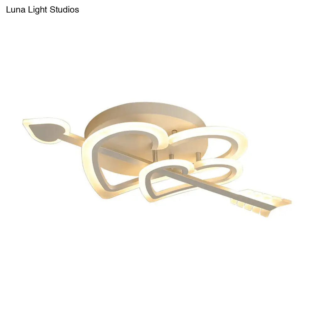 Nordic White Heart & Arrow Led Flush Mount For Bedroom Lighting
