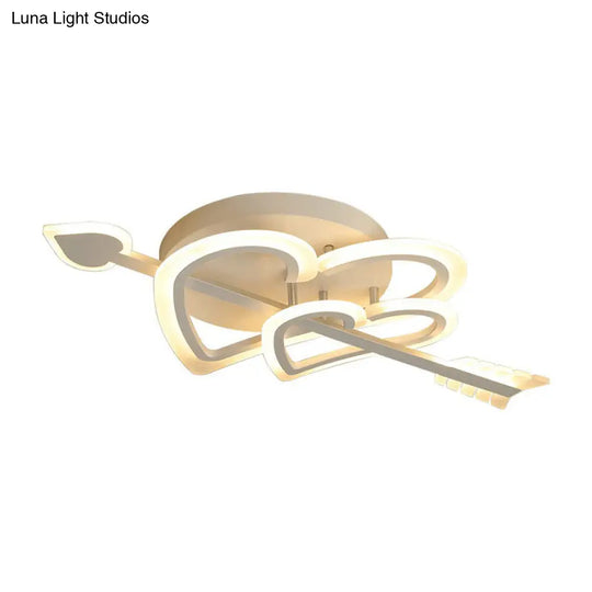 Nordic White Heart & Arrow Led Flush Mount For Bedroom Lighting