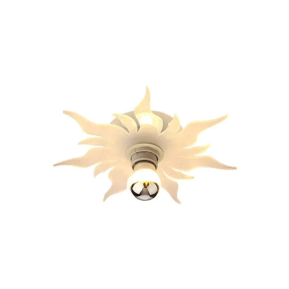 Nordic White Led Corridor Lamp With Sunflower Acrylic Shade - White/Warm Light Flush Mount Fixture